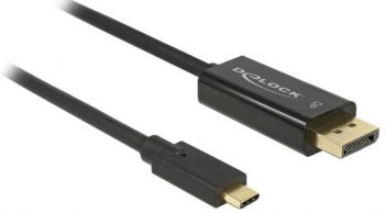 Delock USB-C™ / DisplayPort káblový adaptér #####USB-C™ Stecker, #####DisplayPort Stecker 2.00 m čierna 85256 pozlátené