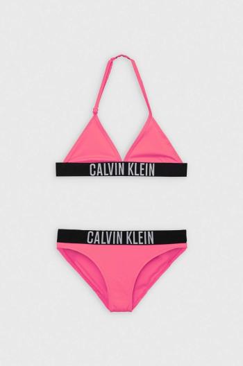 Dvojdielne detské plavky Calvin Klein Jeans ružová farba