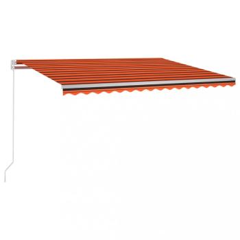 Ručne zaťahovacia markíza s LED svetlom 400x300 cm Dekorhome Hnedá / oranžová