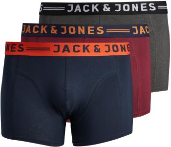 Jack&Jones PLUS 3 PACK - pánske boxerky JACLICHFIELD 12147592 Burgundy XXL