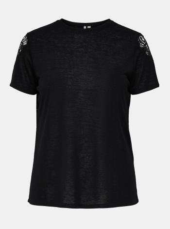 Čierne tričko s detailmi na rukávoch ONLY CARMAKOMA Celine