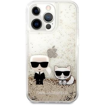 Karl Lagerfeld Liquid Glitter Karl and Choupette Kryt na Apple iPhone 13 Pro Max Gold (3666339027322)