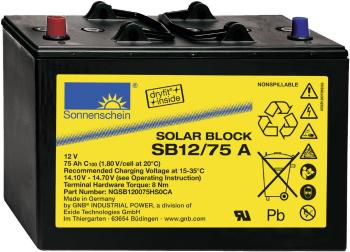 GNB Sonnenschein Solar-Block SB12/75 A NGSB120075HS0CA solárny akumulátor 12 V 75 Ah olovená gélová (š x v x h) 330 x 23