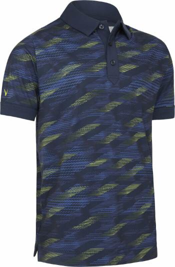 Callaway Mens All Over Active Textured Print Polo Navy Blazer L