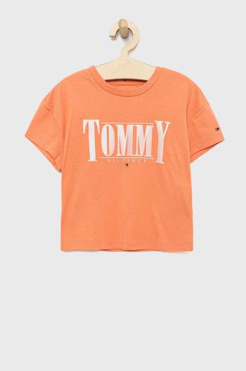 Detské tričko Tommy Hilfiger oranžová farba,