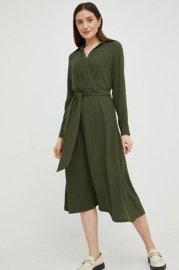Šaty Lauren Ralph Lauren zelená farba, midi, priliehavá