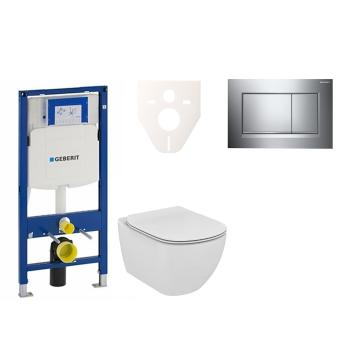 Cenovo zvýhodnený závesný WC set Geberit do ľahkých stien / predstenová montáž + WC Ideal Standard Tesi 111.300.00.5NF6