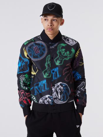 New Era NBA All Over Print Bomber Bunda Čierna