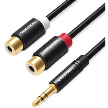 Vention 3,5 mm Male to 2× RCA Female Audio Cable 0,3 m Black Metal Type (VAB-R02-B030)