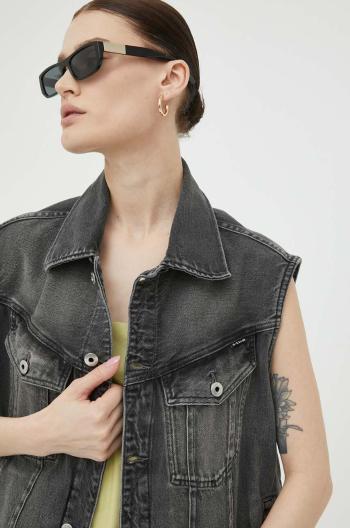 Rifľová vesta G-Star Raw dámsky, šedá farba, prechodný