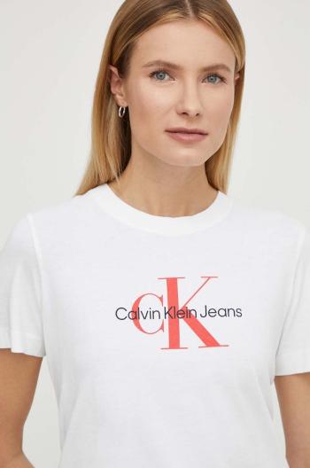 Bavlnené tričko Calvin Klein Jeans dámske, biela farba, J20J223272