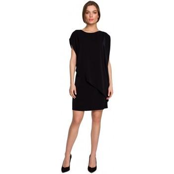 Style  Šaty S262 Vrstvené šaty - čierne  viacfarebny