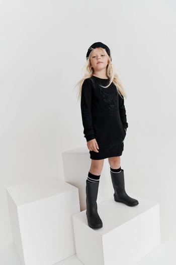 Dievčenské bavlnené šaty Reima čierna farba, mini, rovný strih