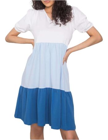 Ležérne šaty kylie - biela-svetlo modrá- tmavo modrá rv-sk-6764.64-whit vel. S