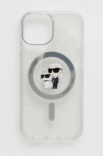 Puzdro na mobil Karl Lagerfeld iPhone 15 6.1 priehľadná farba