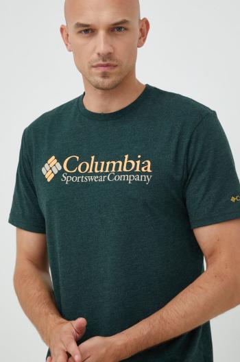 Tričko Columbia pánske, zelená farba, s potlačou