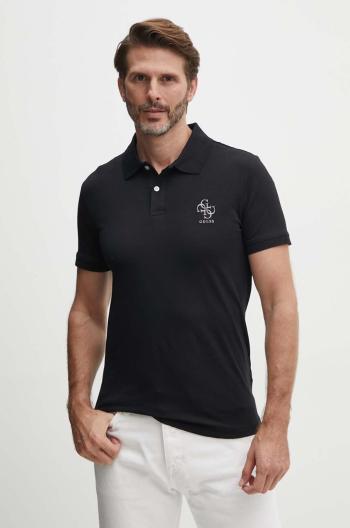 Polo tričko Guess NOLAN pánsky, čierna farba, s nášivkou, M4YP66 J1314