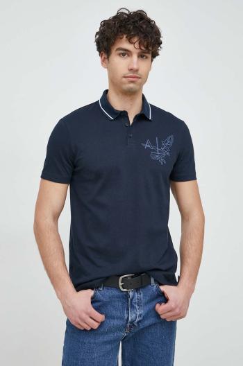 Polo tričko Armani Exchange pánske, tmavomodrá farba, s potlačou