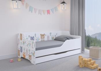 Detská posteľ s chrbtom LILU 160 x 80 cm - Les  FOREST posteľ + úložný priestor B - pravá strana (zábrana)