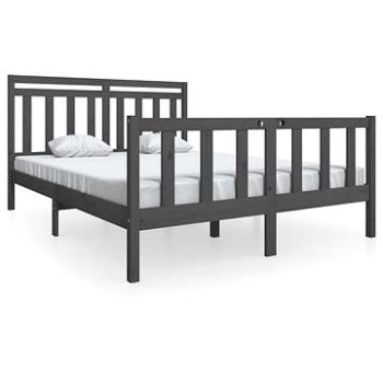 Rám postele sivý masívne drevo 160 × 200 cm, 3100970