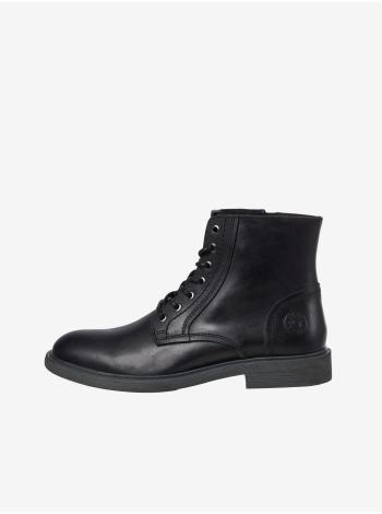 Čierne kožené členkové topánky Jack & Jones Karl