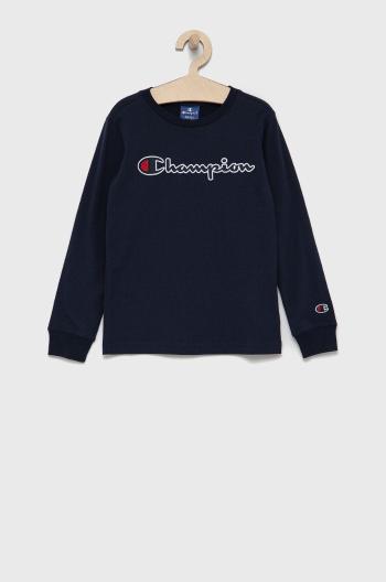 Detská bavlnená košeľa s dlhým rukávom Champion 305771 tmavomodrá farba, jednofarebná
