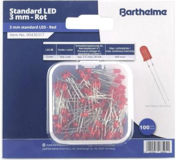 Barthelme  LED sortiment   červená guľatý 3 mm 600 mcd 30 ° 20 mA 2 V