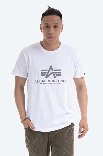 Bavlnené tričko Alpha Industries Reflective Print 100501RP.09-white, biela farba, s potlačou