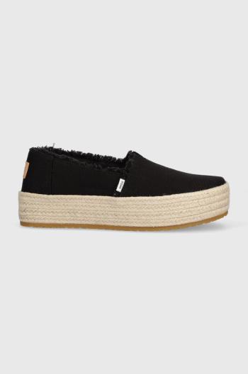 Espadrilky Toms Valencia čierna farba, na platforme, 10019795