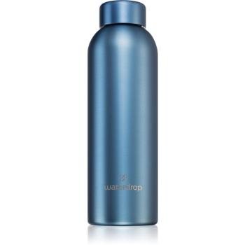 Waterdrop Thermo Steel Metal fľaša na vodu z nehrdzavejúcej ocele farba Blue Brushed 600 ml