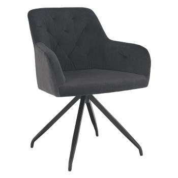 Otočná stolička, tmavosivá Velvet látka/čierna, VELEZA P2, poškodený tovar