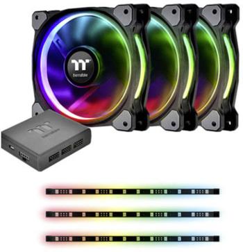 Thermaltake Riing Plus 12 RGB Kit PC vetrák s krytom čierna, RGB (š x v x h) 120 x 120 x 25 mm vrátane LED osvetlenia