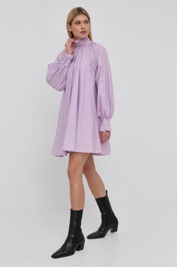 Bavlnené šaty Custommade fialová farba, mini, oversize