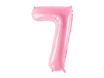 PartyDeco Fóliový balón narodeninové číslo 7 ružový 86cm