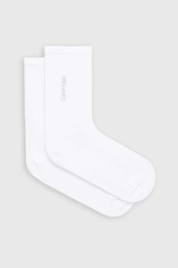 Ponožky Calvin Klein 2-pak dámske, biela farba, 701226649