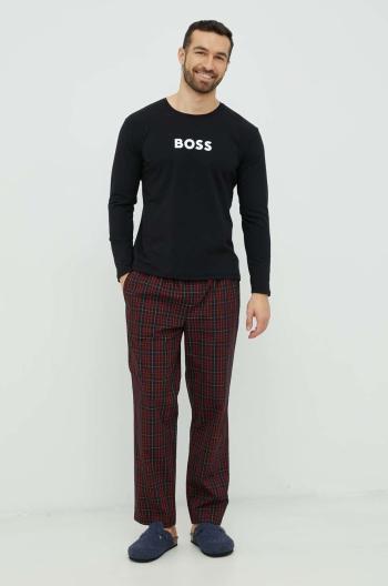 Pyžamo BOSS pánska, čierna farba, vzorovaná