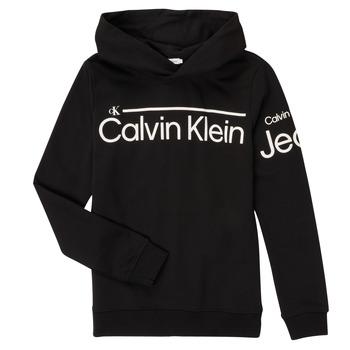 Calvin Klein Jeans  Mikiny INSTITUTIONAL LINED LOGO HOODIE  Čierna