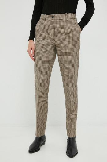 Nohavice Tommy Hilfiger dámske, béžová farba, rovné, vysoký pás