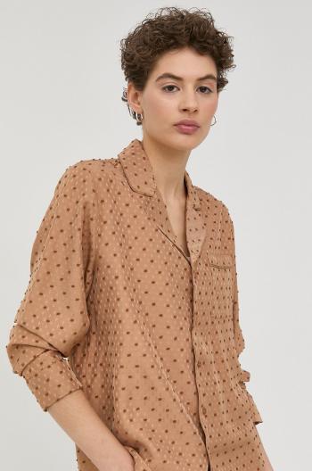Košeľa Bruuns Bazaar dámska, béžová farba, regular, s klasickým golierom