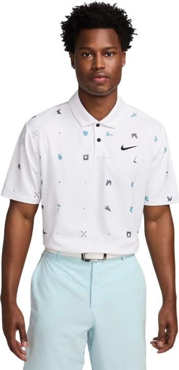 Nike Tour Icon Print White/Black M Polo košeľa