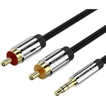 Vention 3,5 mm Jack Male to 2× RCA Male Audio Cable 1 m Black Metal Type (BCFBF)