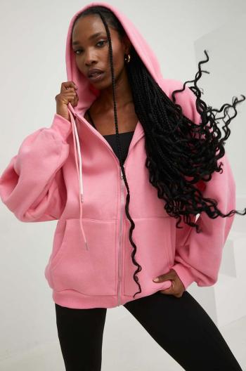 Mikina Answear Lab dámska, ružová farba, s kapucňou, jednofarebná