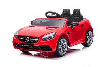 Elektrické autíčko Mercedes-Benz SLC 12V, červené, Koženkové sedadlo, 2,4 GHz diaľkové ovládanie, USB / AUX Vstup, Zadné odpruženie, LED Svetlá, Mäkké EVA kolesá, 2 X 30W MOTOR, ORIGINÁL licencia