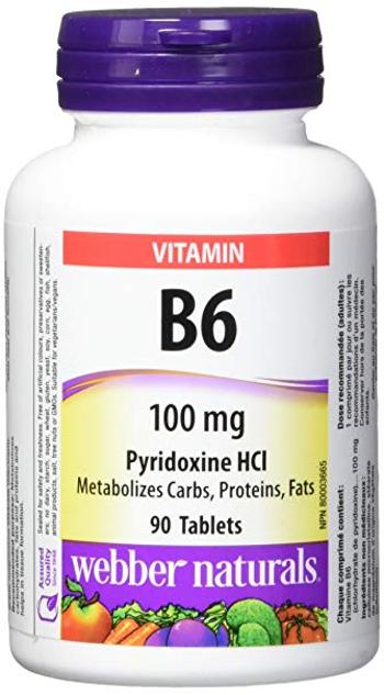 Webber Naturals Vitamín B6 (pyridoxín) 100 mg, 90 tabliet
