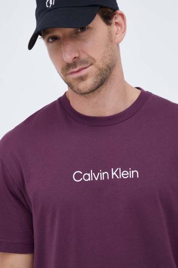 Bavlnené tričko Calvin Klein fialová farba,vzorované,K10K111346