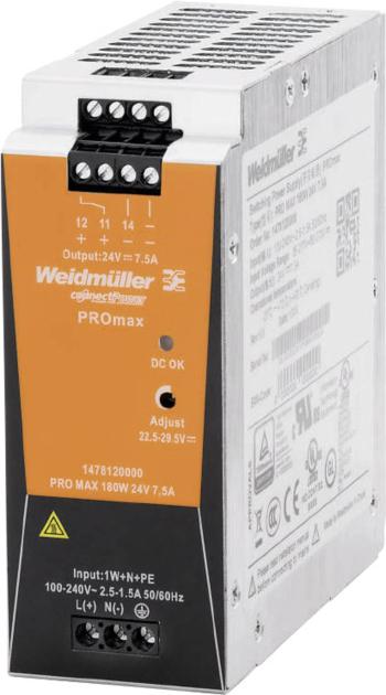 Weidmüller PRO MAX 180W 24V 7,5A sieťový zdroj na montážnu lištu (DIN lištu)  24 V/DC 7.5 A 180 W