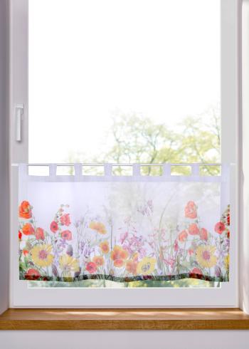 Vitrážková záclona s kvetovaným vzorom