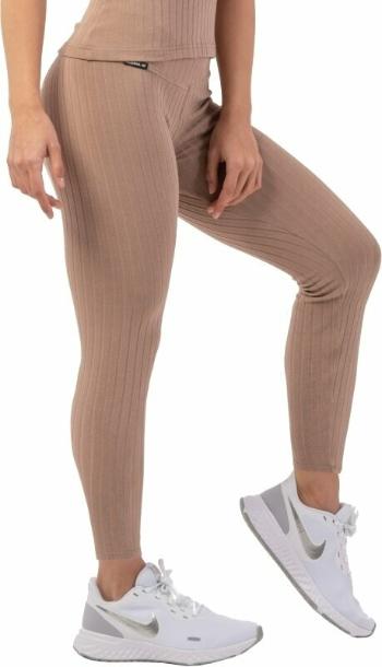 Nebbia Organic Cotton Ribbed High-Waist Leggings Brown M