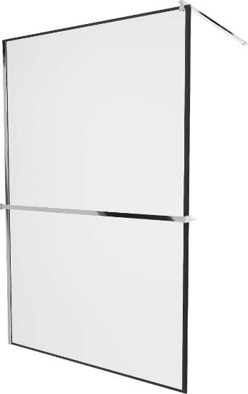 MEXEN/S - KIOTO Sprchová zástena WALK-IN s poličkou a držiakom uterákov 70 x 200 cm, transparent/čierna 8 mm, chróm 800-070-121-01-70