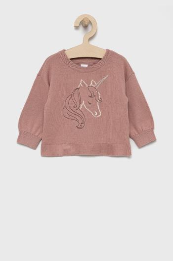 Detský bavlnený sveter GAP ružová farba